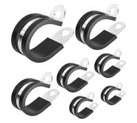 Kit de 50 abrazaderas metálicas para cables, acero inoxidable 304 con aislamiento goma, negro - para tubos, líneas e instalaciones