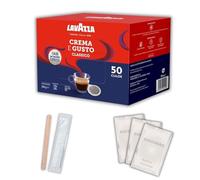 Kit de 50 cápsulas Lavazza crema y sabor + 50 paletas de café + 50 bolsitas de azúcar - Café dulce sabor ofrecido