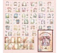 Kit de 54 hojas de suministros para álbumes de recortes, diseño de flores de jardín, calles, calcomanías precortadas para diario, álbumes de recortes, cumpleaños, Navidad