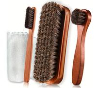 Kit de 6/4 piezas de cepillo para zapatos de pelo de caballo para dar , kit de para zapatos, cepillo de limpieza para zapatos y botas, aplicadores para cuidado y limpieza