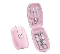 Kit de 6 cortaúñas acero inoxidable, kit aseo portátil for viajes(Pink)