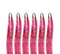 Kit de 6 extensiones de cabello con oropel de 48 pulgadas, 1200 hebras, 12 colores, brillante y con brillo.