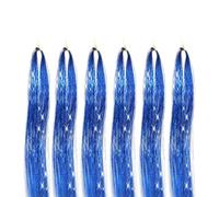 Kit de 6 extensiones de cabello con oropel de 48 pulgadas, 1200 hebras, 12 colores, brillante y con brillo.