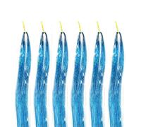 Kit de 6 extensiones de cabello con oropel de 48 pulgadas, 1200 hebras, 12 colores, brillante y con brillo.