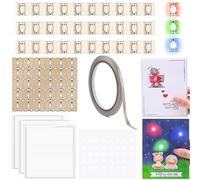 Kit de 60 calcomanías de circuito LED para hacer proyectos de tarjetas iluminadas, con cinta conductora y 3 hojas de tiras adhesivas de espuma, añade luces a tarjetas especiales (10 rojas, 10 azules