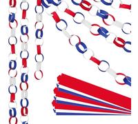 Kit de 600 cadenas de papel, guirnalda colgante patriótica para el Día de la Independencia, tiras precortadas para cadenas festivas, perfecto para decoraciones de fiesta del 4 de julio
