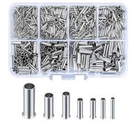 Kit de 600 casquillos de alambre, terminales de crimpado de virola no aislados, virolas de alambre, conectores de terminal de crimpado de extremo de cable, conector a tope, mini virola de tubo desnudo