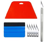 Kit de 8 herramientas de envoltura de vinilo, herramientas de papel tapiz para despegar y pegar, incluyendo cortador de papel tapiz, reemplazar la hoja y alisador, kit de papel de pared para envolver