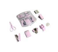 Kit de 8 piezas de suministros de oficina, bonito juego de accesorios de escritorio, juego de grapadora escolar, mini kit de suministros de oficina, estuche portátil con tijeras (morado)