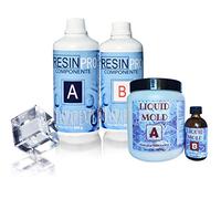 Kit de 800 gr resina epoxi transparente + goma de silicona líquida GR 500 para moldeo y creaciones artísticas.