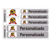 Kit de 9 Pegatinas Personalizadas para Motos, Coches o Bicicletas, Adhesivos con Bandera y Texto, Resistentes al agua, Apto para Diversas Superficies, etiqueta nombre y bandera, Gris, Material Vinilo