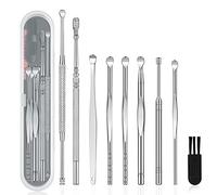 Kit de 9 piezas de eliminación de cerumen, juego de herramientas de limpieza de oídos, herramienta de eliminación de cera, herramienta de eliminación de cera de oído con un cepillo de limpieza y caja
