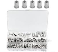 Kit de 93 tuercas de remache con surtido de tuercas ciegas, juego de insertos roscados de acero inoxidable 304 para sujetadores ranurados de cabeza plana M3 M5 M6 M8 (E)