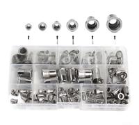 Kit de 93 tuercas de remache con surtido de tuercas ciegas, juego de insertos roscados de acero inoxidable 304 para sujetadores ranurados de cabeza plana M3 M5 M6 M8 (C)