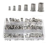 Kit de 93 tuercas de remache con surtido de tuercas ciegas, juego de insertos roscados de acero inoxidable 304 para sujetadores ranurados de cabeza plana M3 M5 M6 M8 (H)