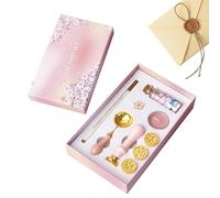 Kit De à Cacheter Wachssiegel Stempel - Kit Complet Pour Enveloppes Et Invitations | Granulés De à Cacheter Créatifs Avec Sceau En Laiton Et Manche En Bois | IDéal Pour Lettres Et Cadeaux