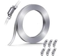 Kit de abrazadera de manguera de acero inoxidable ajustable para banda de engranaje sin fin para línea de combustible, tubería de agua, radiador, refrigerante, automotriz, marina, reparación