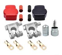 Kit de abrazadera de terminal de aleación de zinc con cubiertas protectoras y tubo termorretráctil para coche, camión, barco, caravana, yate, sistema eléctrico, lengüetas de 3/8 pulgadas, juego de