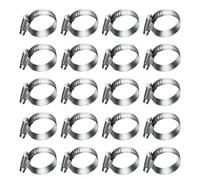 Kit de abrazaderas de manguera ajustable, Abrazaderas de manguera de acero inoxidable de 20 piezas, herramienta de tubo con engranaje helicoidal ajustable de 21 a 38 mm