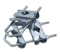 Kit de Abrazaderas Dobles para mástil de Acero 18 cm, Soporte para Tubo o mástil de máx. 64 mm de Acero galvanizado para Antenas (satélite, Radio DVB-T2, LTE) Parasol, estación