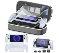 Kit de accesorios 10 en 1 para reproductor remoto de portal, funda de transporte rígida portátil con cubierta transparente de policarbonato duro, 2 paquetes de protectores de pantalla de vidrio