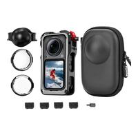 Kit de accesorios 5 en 1 para jaula de metal Insta 360 X6/funda de transporte de poliuretano, paquete de 2 protectores de lente de vidrio óptico, antiarañazos, antivaho para cámara Insta 360 X6