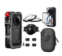Kit de accesorios 7 en 1 para jaula de utilidad Insta 360 X6, funda de transporte, protector de lente de vidrio óptico de alta calidad, paquete de 2 protectores de pantalla, bolsa portátil para
