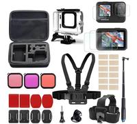 Kit de Accesorios Compatible con cámaras de acción Populares de la Serie GoPro: Carcasa Impermeable, Bolsa de Transporte y trípode for fotografía Deportiva al Aire Libre.(XMV6610C)