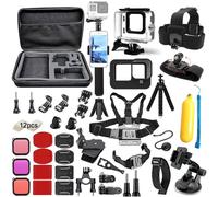 Kit de Accesorios Compatible con cámaras de acción Populares de la Serie GoPro: Carcasa Impermeable, Bolsa de Transporte y trípode for fotografía Deportiva al Aire Libre.(XMV6610A)