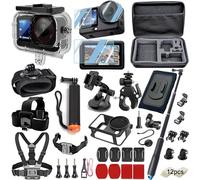 Kit de accesorios compatible con DJI Osmo Action 6, carcasa impermeable, protector de pantalla de vidrio templado, mango flotante Bobber, bolsa de transporte grande, soportes para pecho/cabeza