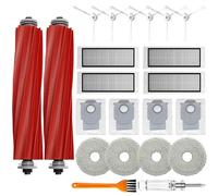 Kit de accesorios compatible con Roborock Q Revo【No para Qrevo S/Pro/Plus/Maxv】Aspiradora robtic, 2 rodillos de cepillo principal, 4 filtros Hepa, 4 almohadillas de fregona, 4 bolsas de polvo, 6