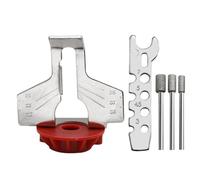 Kit de accesorios de afilado de motosierra, guía de ángulo de afilador de sierra de cadena con llave y juego de brocas de fresa, herramienta de pulido para perforación manual, color rojo