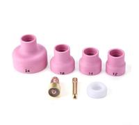 Kit de accesorios de antorcha de soldadura TIG con lente de gas, copas de boquilla y pinza para antorchas WP9/20, piezas de latón y cerámica para tareas de soldadura (2,4 mm)