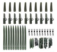 Kit de accesorios de aparejos de pesca, 40 piezas, juego esencial de aparejos de carpa con manguera de goma Q giratoria, diseño compacto marrón verde para aparejos de pelo, pescadores de carpas, pesca