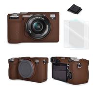 Kit de accesorios de cámara compatible con Sony Alpha 7C II con superficie texturizada, funda protectora de silicona y protector de pantalla LCD [2 paquetes] y una cubierta de zapata caliente