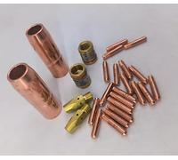 Kit de accesorios de gas de soldadura para Hobart H-MIG y para millermatic M-25/M-40, incluye boquillas 169726, adaptadores 169728/169729 y puntas de contacto (000068)