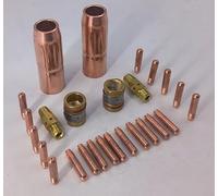 Kit de accesorios de gas de soldadura para Hobart H-MIG y para millermatic M-25/M-40, incluye boquillas 169726, adaptadores 169728/169729 y puntas de contacto (087299)