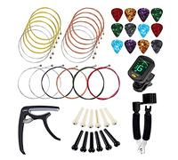 Kit de Accesorios de Guitarra Premium de 45 Piezas, Juego Completo con Cuerdas, Púas, Cejilla y Afinador, Mejore su Forma de Tocar la Guitarra con Herramientas de Calidad