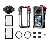 Kit de accesorios de protección para cámara Insta360 X6 incluye jaula de marco de metal, protector de lente premium, cubierta protectora de silicona, paquete de 2 protectores de pantalla de vidrio