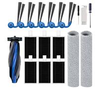 Kit de accesorios de repuesto compatible con Ecovacs DEEBOT X12 OmniCyclone Robot Aspirador sin bolsa, piezas de repuesto: 1 cepillo para polvo principal, 6 cepillos laterales, 6 filtros HEPA, 2
