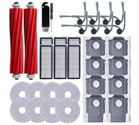 Kit de accesorios de repuesto compatible con robot aspirador Roborock QV 35A, QV 35S, QR 798, QR 598, incluye 2 cepillos principales + 8 cepillos laterales + 6 filtros + 8 almohadillas de fregona + 8