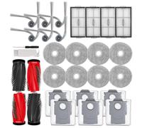 Kit de accesorios de repuesto compatible con robot aspirador Roborock Saros 20 / Saros 20 R&D, piezas de repuesto, incluye 2 cepillos de rodillo, 6 cepillos laterales, 4 filtros HEPA, 8 almohadillas