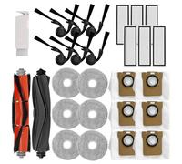 Kit de accesorios de repuesto compatible con Xiaomi Robot Vacuum 5, 5 Pro, piezas de repuesto, incluye 1 cepillo principal, 1 cepillo de goma, 6 cepillos laterales, 6 filtros HEPA, 6 almohadillas de