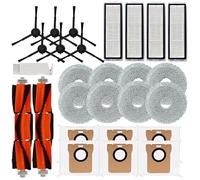 Kit de accesorios de repuesto compatible con Xiaomi X20 Max, X20 Pro Robot Aspiradora, incluye 2 cepillos principales + 6 cepillos laterales + 4 filtros HEPA + 8 trapeadores + 6 bolsas de polvo