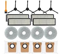Kit de accesorios de repuesto compatible con Xiaomi X20 Max, X20 Pro Robot Aspiradora, incluye 4 cepillos laterales + 4 filtros HEPA + 4 trapeadores + 4 bolsas de polvo