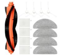 Kit de accesorios de repuesto compatible para Xiaomi E10 / E12 robot aspirador, 1 cepillo principal, 4 cepillos laterales, 4 filtros HEPA, 4 paños de fregona