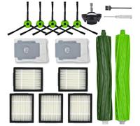 Kit de accesorios de repuesto para iRobot Roomba J Plus Series J5+ J6+ J7+ J8+ J9+ -1 cepillo principal,2 bolsas de polvo,5 cepillos laterales,5 filtros,1 rueda giratoria delantera (Sin Combo j7+ j9+)