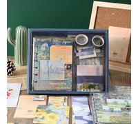 Kit de accesorios de scrapbooking, bloc de notas para pintura al óleo vintage,viene con pegatinas para scrapbooking y una bolsa tejida, regalo para los amigos hobbyistas del scrapbooking - Monay