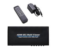 Kit de accesorios de selector MultiView 8x1, interruptor multivisor HDMI 8x1 con adaptador de corriente de 12 V