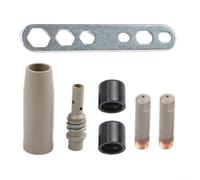 Kit de accesorios de soldador MIG de 7 piezas para antorchas 15AK, puntas y boquillas de cobre con revestimiento antiadherente, incluye aisladores, soporte de punta y llave, tamaños de 0,6 mm a 1,2 mm